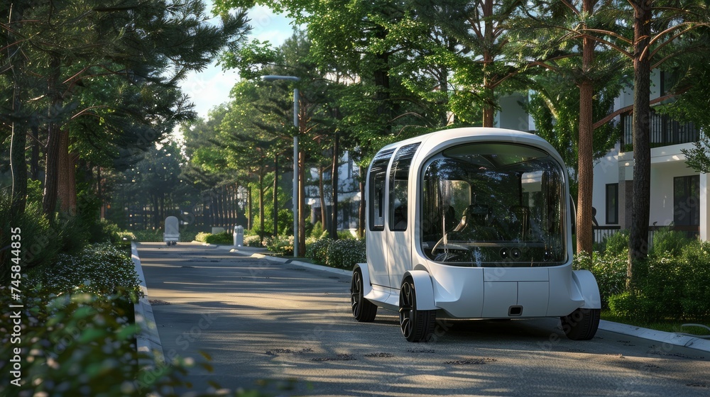 A 3D-rendered depiction of an autonomous vehicle