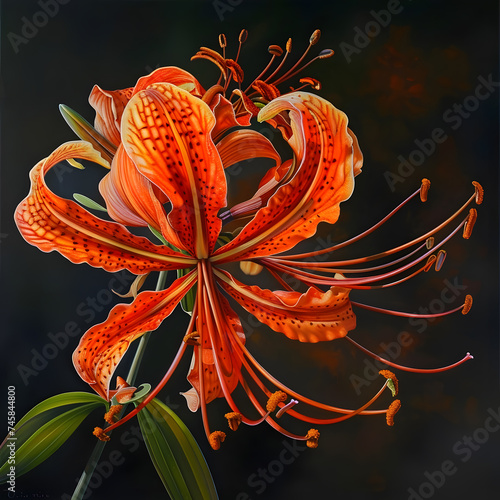 Realistic African Flame Lily  Portrait  Painting