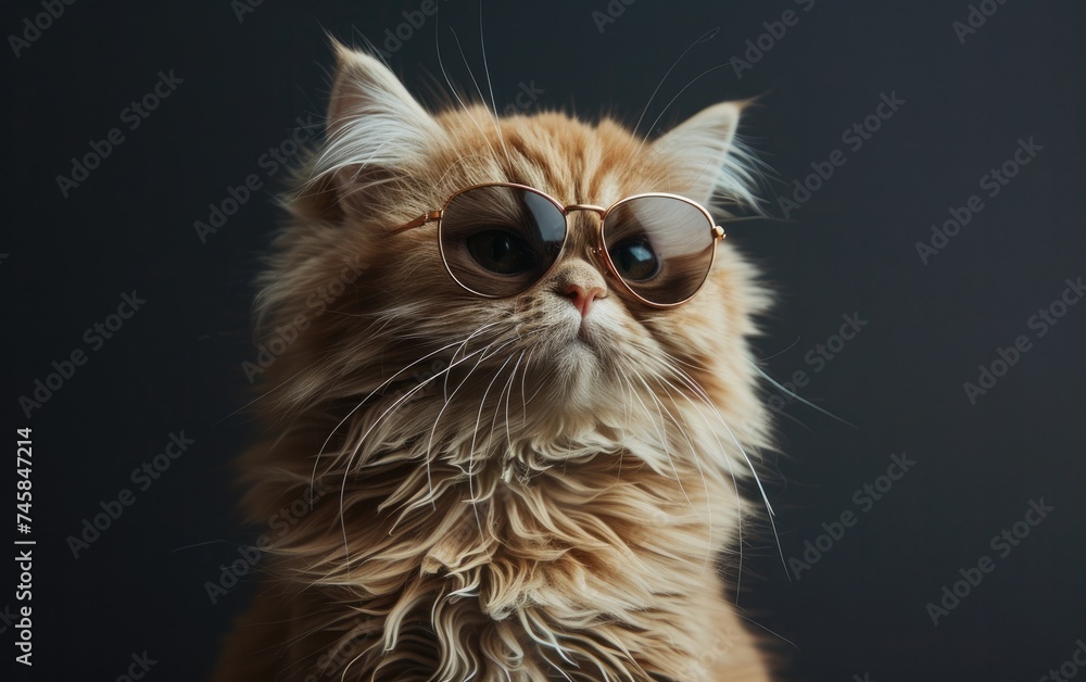 Persian cat with sunglasses on a professional background