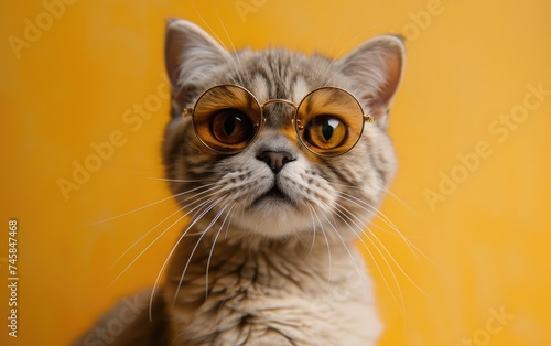 cat with sunglasses on a professional background © haha