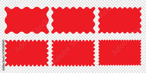 Wavy edge rectangle shapes icon vector set