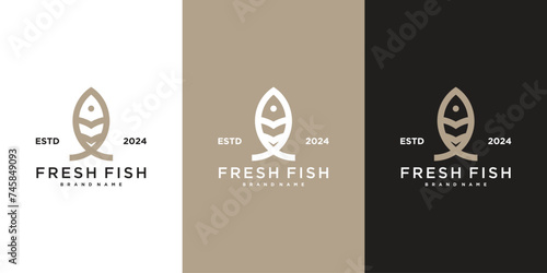 Seafood fresh fish logo design label. Premium Vector