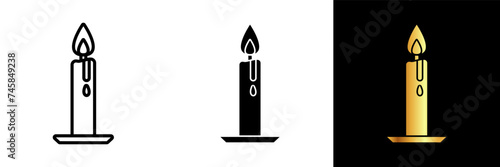 Candle icon, this icon embodies the timeless symbol of illumination, tranquility, and the flickering beauty that candles bring to various contexts, from ceremonies to cozy atmospheres.