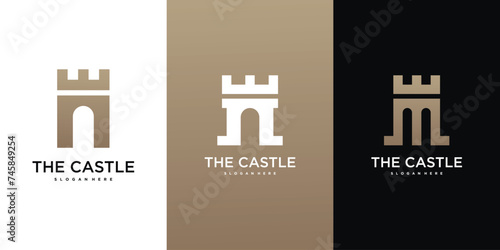 The castel logo design in simple style. Premium Vector