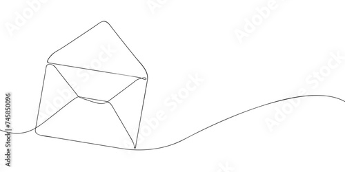 A single line drawing of a envelope. Continuous line mail icon. One line icon. Vector illustration