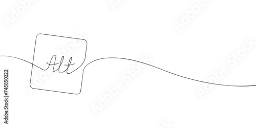 A single line drawing of an alt key. Continuous line alt button icon. One line icon. Vector illustration