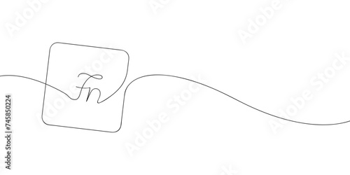 A single line drawing of a fn key. Continuous line fn button icon. One line icon. Vector illustration