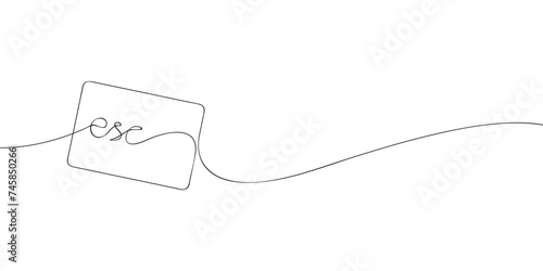 A single line drawing of an esc key. Continuous line esc button icon. One line icon. Vector illustration