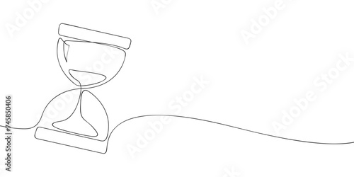A single line drawing of a hourglass. Continuous line hourglass icon. One line icon. Vector illustration
