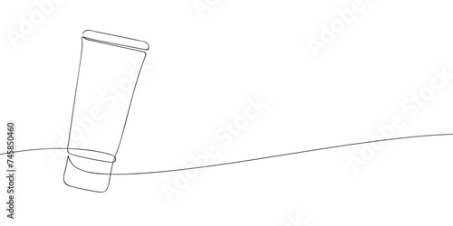 A single line drawing of a cream tube. Continuous line cream tube icon. One line icon. Vector illustration