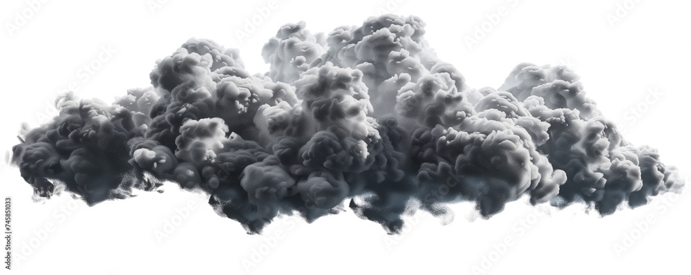 dark gray cumulus and fluffy cloud shape , isolated on transparent background - obrazy, fototapety, plakaty 