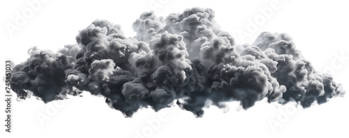 dark gray cumulus and fluffy cloud shape , isolated on transparent background photo