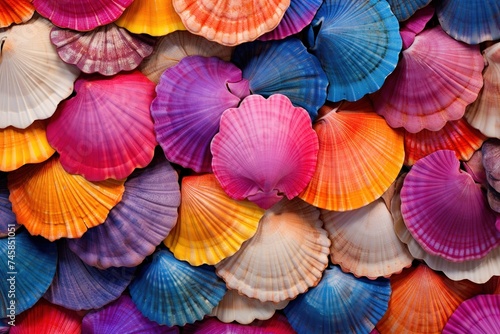 Closeup of colorful scallops background