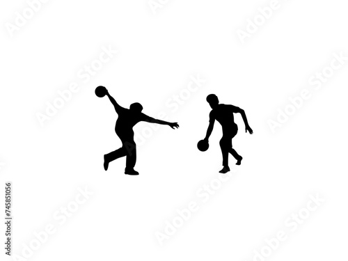 Player silhouette. Bowling player silhouette vector.