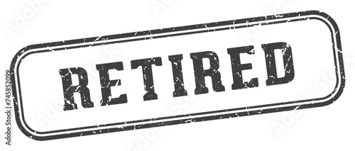 retired stamp. retired rectangular stamp on white background