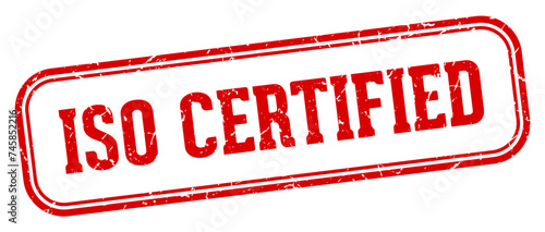 iso certified stamp. iso certified rectangular stamp on white background