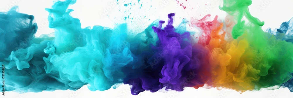 multicolored ink isolated on white background. Rainbow of colors. Color explosion. banner multicolored ink isolated on white background. Rainbow of colors. Color explosion. banner