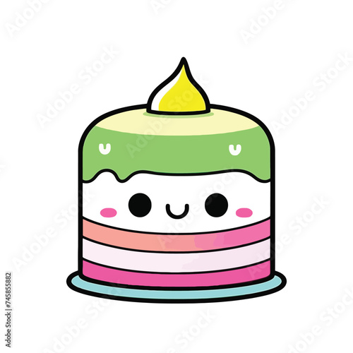 illustration of cake with candle