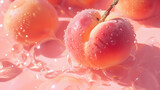 Fresh Dew on Peach Fruit Close-Up