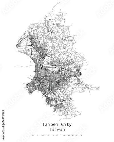 Taipei city, Taiwan street map,vector image for marketing ,digital product ,wall art and poster prints.