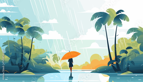 Monsoon Season vector flat minimalistic isolated vector style illustration