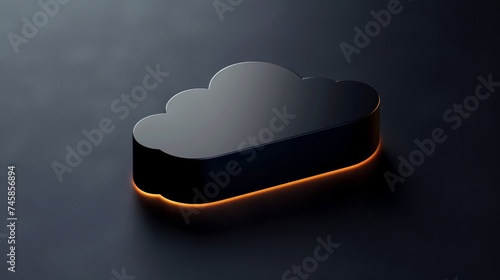 Obraz na płótnie Close-up, Abstract minimal cloud computing icon with dark background w salonie