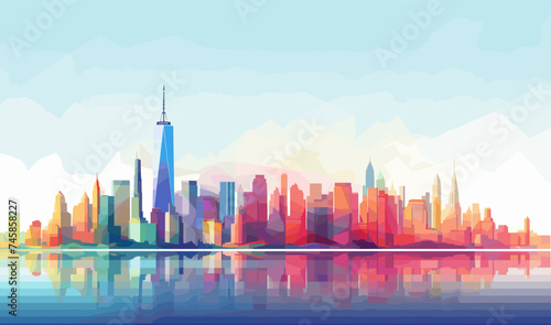 New York City skyline  background landscape colorful minimal vector
