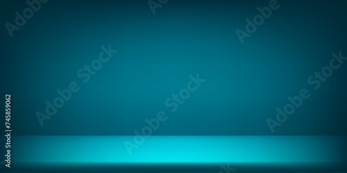 Empty blue dark room. Blue and Black studio room background. Clean design for displaying product. Space for selling products on the website. Vector illustration.