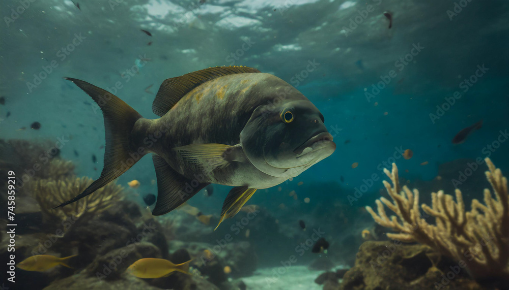 Coral reef and fishes underwater. Coral reef and fishes underwater.