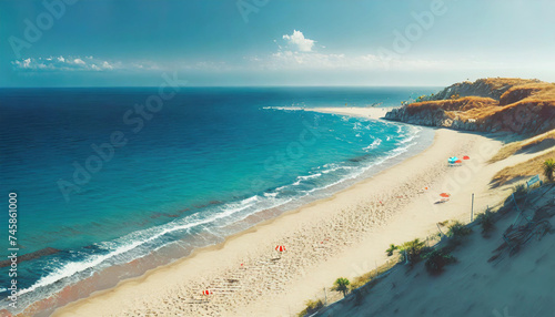 Beautiful white beach and blue ocean at the sunny summer day.  © Karo