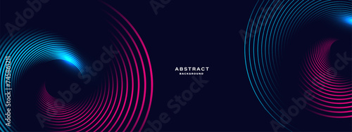 Blue abstract background with spiral shapes. Technology futuristic template. Vector illustration. 