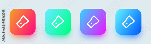 Flashlight line icon in square gradient colors. Torch signs vector illustration.