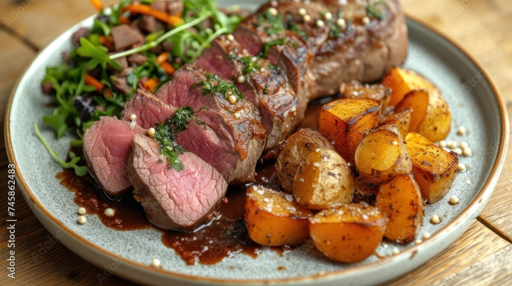 Succulent Grilled Steak and Roasted Vegetables Feast Succulent Grilled Steak and Roasted Vegetables Feast