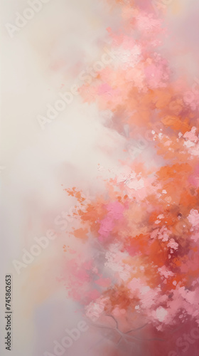 Soft Pastel Abstract Painting with Warm Pink and Orange Tones.