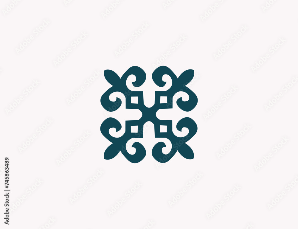 Kazakh national ornament. Vector ethnic isolated element on pale background. Asian floral abstract element of the national pattern Kazakh national ornament. Vector ethnic isolated element on pale background. Asian floral abstract element of the national pattern
