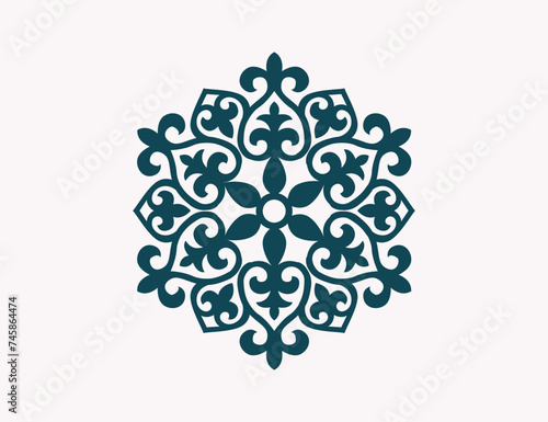 Kazakh national ornament. Vector ethnic isolated element on pale background. Asian floral abstract element of the national pattern photo