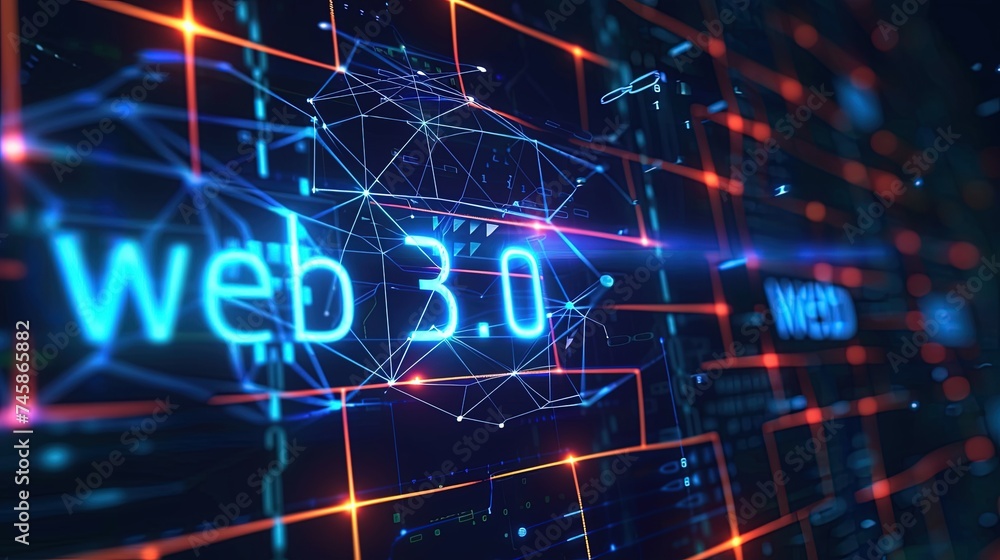 An image of the web 3.0 technology and concept. Blockchain, meta, big data, cloud and server services. Generative AI An image of the web 3.0 technology and concept. Blockchain, meta, big data, cloud and server services. Generative AI
