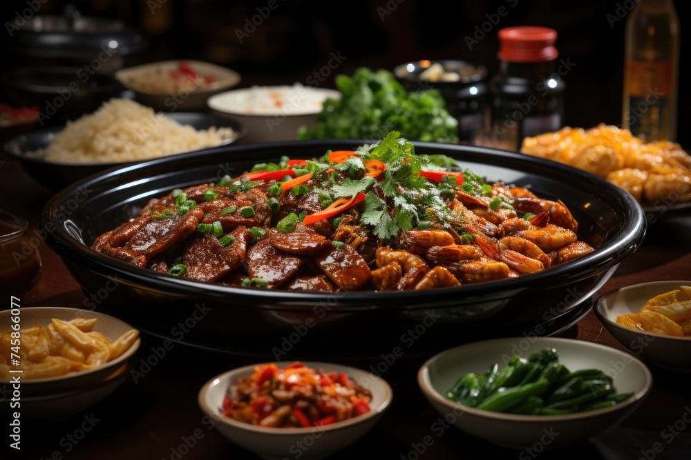 Variety of traditional Chinese dishes Asian food superior views Lay, generative IA