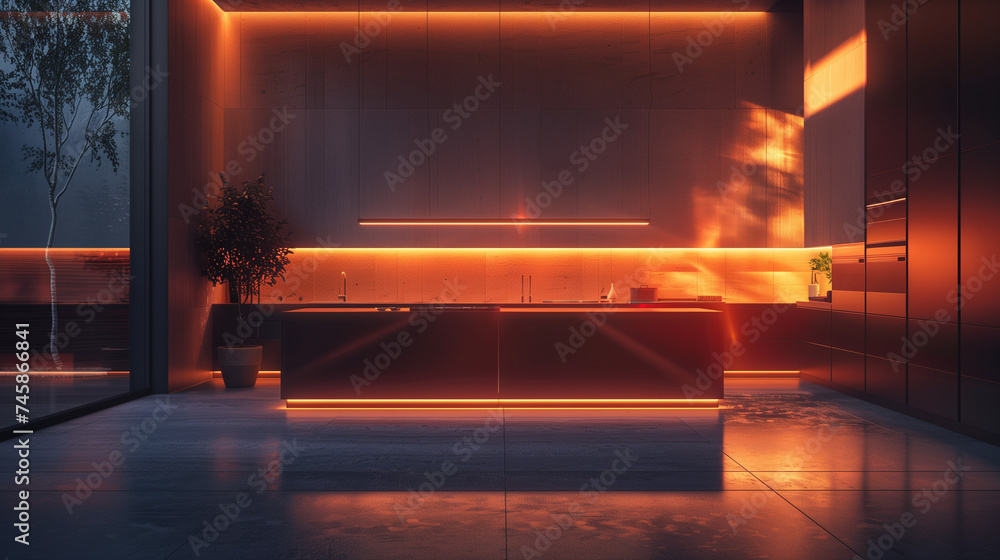 Modern kitchen interior. AI generated art illustration. Modern kitchen interior. AI generated art illustration.