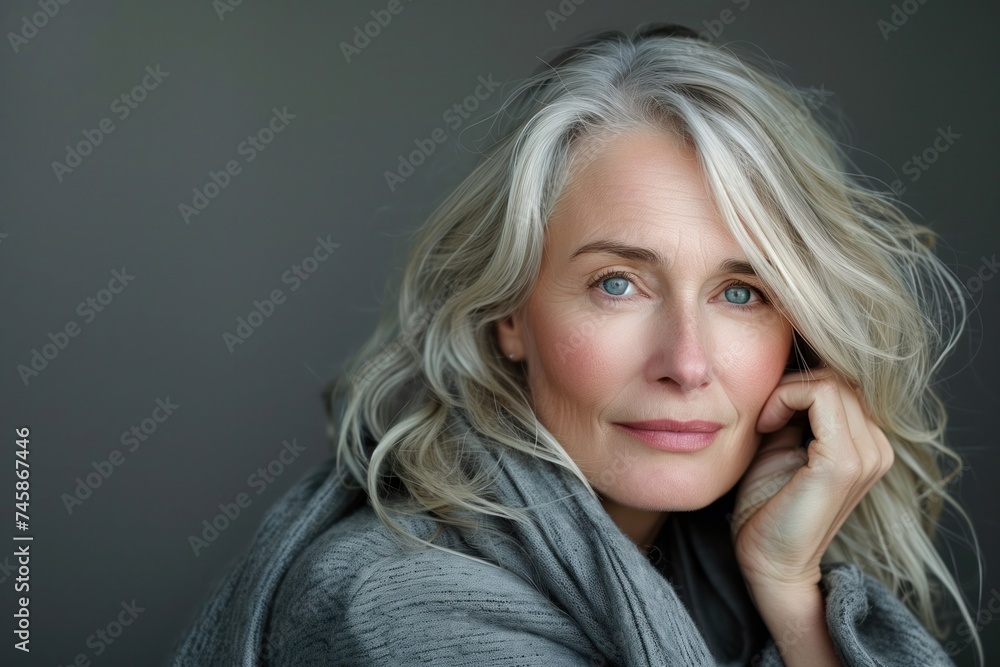 Elegant Senior Woman with Silver Hair and Blue Eyes - Beauty and Grace in Aging Elegant Senior Woman with Silver Hair and Blue Eyes - Beauty and Grace in Aging