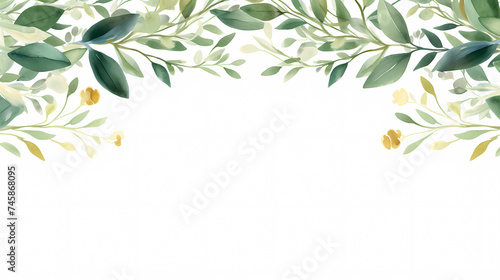 Green leaves watercolor copy space  green leaves with space for text