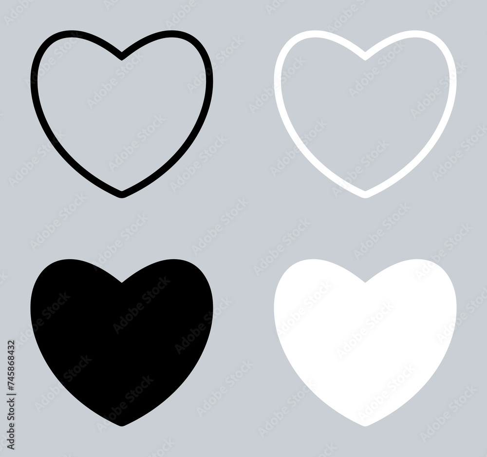 Set of Heart icon. Love icon sign symbol in trendy flat style. Heart vector icon illustration isolated on gray background