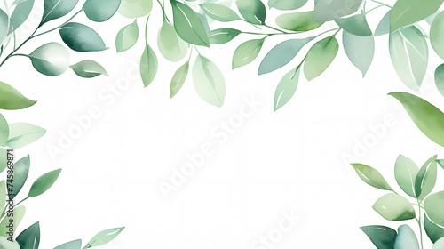 Green leaves watercolor copy space, green leaves with space for text