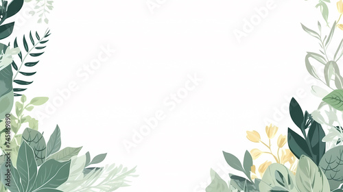 Green leaves watercolor copy space  green leaves with space for text