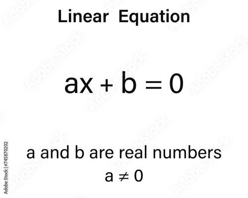 Linear Equation on the white background. Education.  Science. Vector illustration.