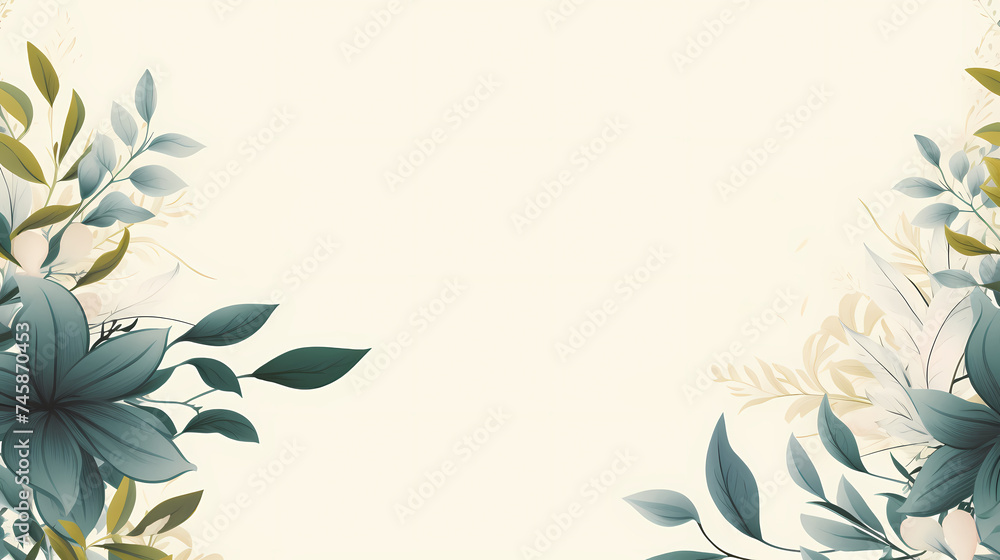 Green leaves watercolor copy space, green leaves with space for text Green leaves watercolor copy space, green leaves with space for text