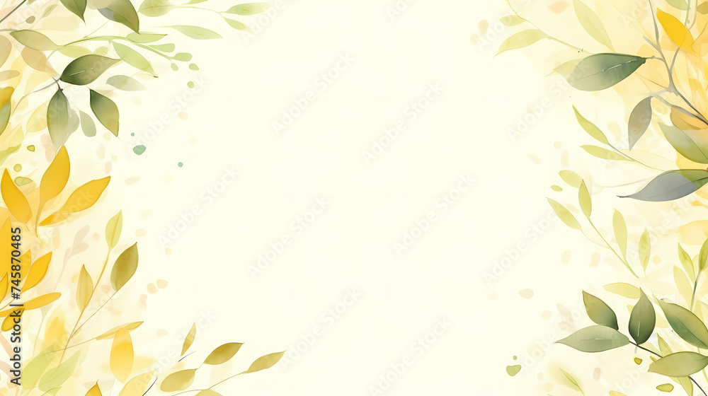 Green leaves watercolor copy space, green leaves with space for text Green leaves watercolor copy space, green leaves with space for text