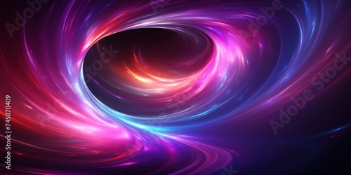 Colorful Swirl of Light on Black Background Generative AI