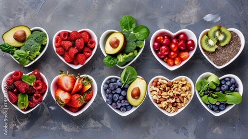 Healthy food selection. Fresh fruits in bowls. Healthy living. Diet. Low calorie. 