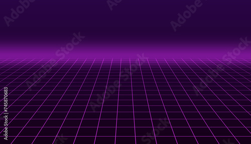 Purple Grid Space Burst with Bright Stars and Disco Lights on a Shiny Violet Background